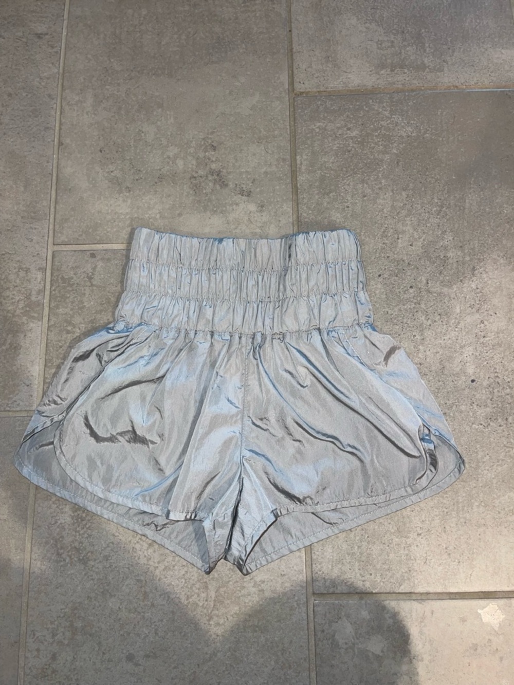 FP Movement by Free People Shimmery Light Blue High-Rise Athletic Shorts